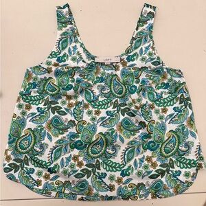 LOFT Paisley Tank Top - Green, Blue, and White